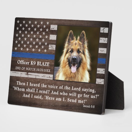 Polizeihundegedächtnis gefallener Offizier Polizei Fotoplatte (Seite)