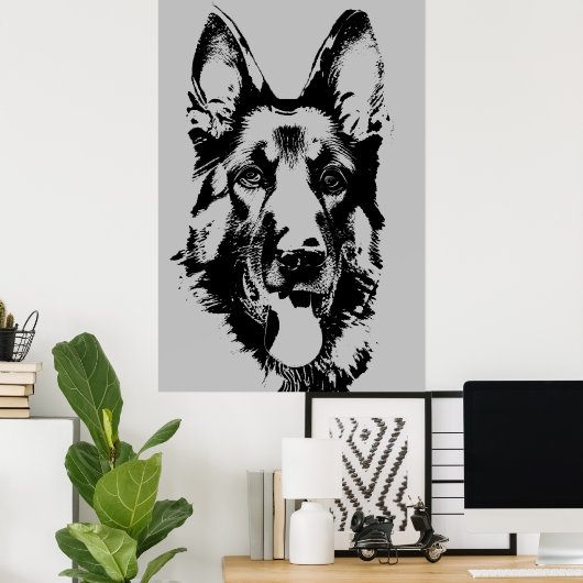 Polizeihundekopf, deutscher Hirte Poster (Heimbüro)