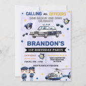Polizeijunge 1. Geburtstag Party Einladung (Vorderseite)