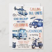 Polizeijunge 1. Geburtstag Party Einladung (Vorderseite)