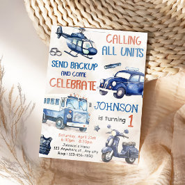 Polizeijunge 1. Geburtstag Party Einladung