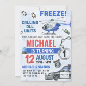 Polizeijunge 1. Geburtstag Party Einladung (Vorderseite)