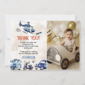 Polizeijunge 1. Geburtstag Party Foto Dankeskarte (Vorderseite)