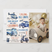 Polizeijunge 1. Geburtstag Party Foto Einladung (Vorderseite)