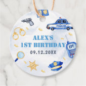 Polizeijunge 1. Geburtstag Party Geschenkanhänger (Vorderseite)