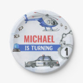 Polizeijunge 1. Geburtstag Party Pappteller (Vorderseite)