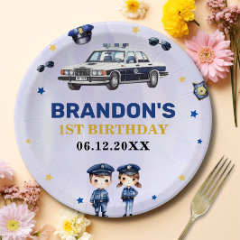 Polizeijunge 1. Geburtstag Party Pappteller