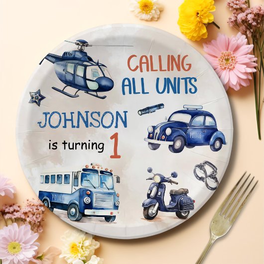 Polizeijunge 1. Geburtstag Party Pappteller