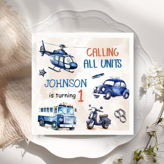 Polizeijunge 1. Geburtstag Party Serviette