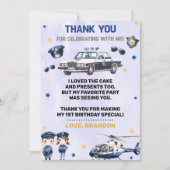 Polizeijunge Geburtstagsparty Danke Karte (Vorderseite)