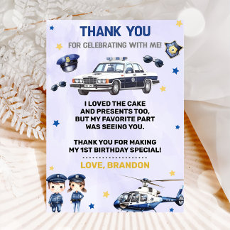 Polizeijunge Geburtstagsparty Danke Karte