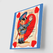 Polizeijunge Valentin der 1930er Jahre Quadratische Wanduhr (Winkel)
