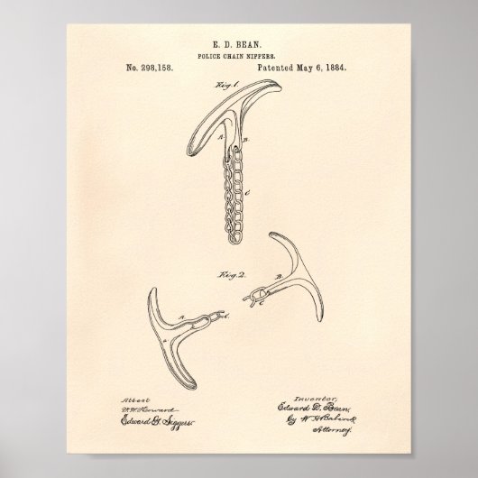 Polizeikettenbriefe 1884 Patentart - Alter Peper Poster (Vorne)