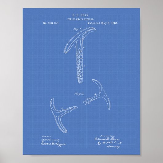 Polizeikettenbriefe 1884 Patentart - Blueprint Poster (Vorne)