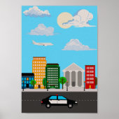 Polizeikids-Raum Poster Fahrzeug Kinderzimmer druc (Vorne)