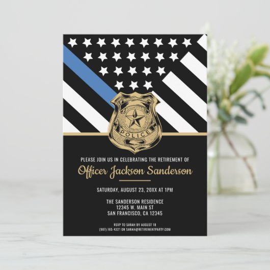 Polizeiliche Altersversorgung - Blaue Linie - Durc Einladung (Stehend Vorderseite)