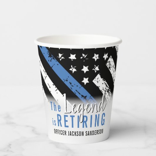 Polizeiliche Altersversorgung - Blaue Linie - Durc Pappbecher (Rückseite)