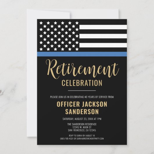 Polizeiliche Altersversorgung Party Blue Line Stra Einladung (Vorderseite)