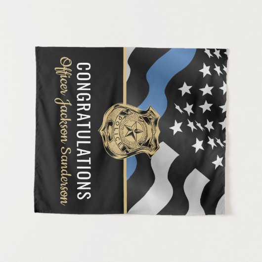 Polizeiliche Altersversorgung Party Blue Line Stra Wandteppich (Vorderseite (Horizontal))