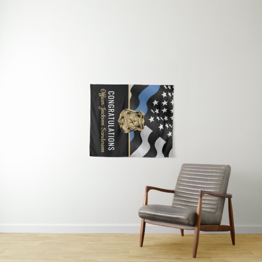 Polizeiliche Altersversorgung Party Blue Line Stra Wandteppich (Beispiel (Horizontal))