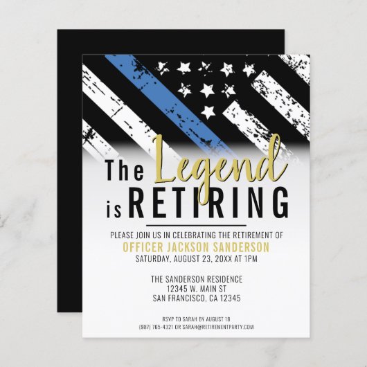 Polizeiliche Altersversorgung Thin Blue Line Einla (Vorne/Hinten)