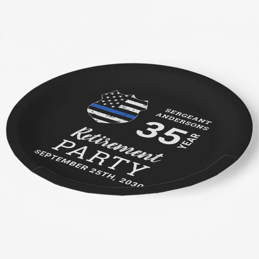 Polizeiliche Altersvorsorge Personalisiert dünne b Pappteller (Schrägansicht)