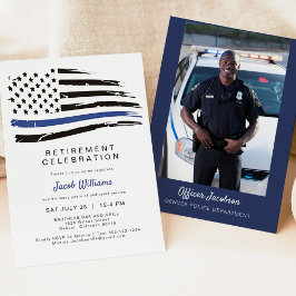 Polizeiliche Aquarellfärbung dünne blaue Linie Fla Einladung