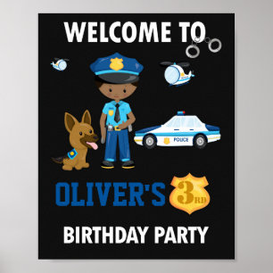 Polizeiliche Begrüßung Party Zeichen Polizeiliche Poster