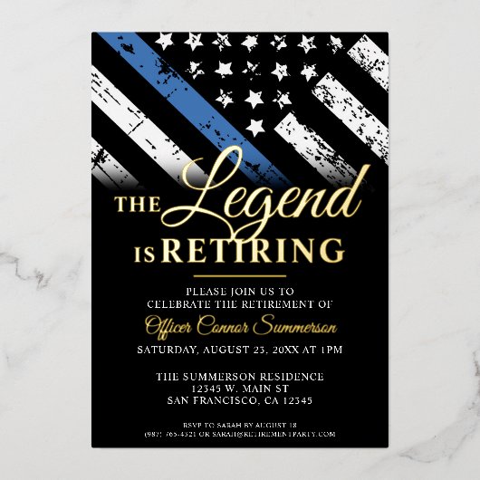 Polizeiliche Blaue Linie Flaggenstaat Strafvollstr Folieneinladung (Vorderseite)