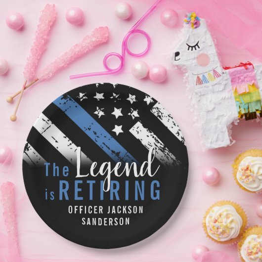 Polizeiliche Blaue Linie Flaggenstaat Strafvollstr Pappteller (Party)