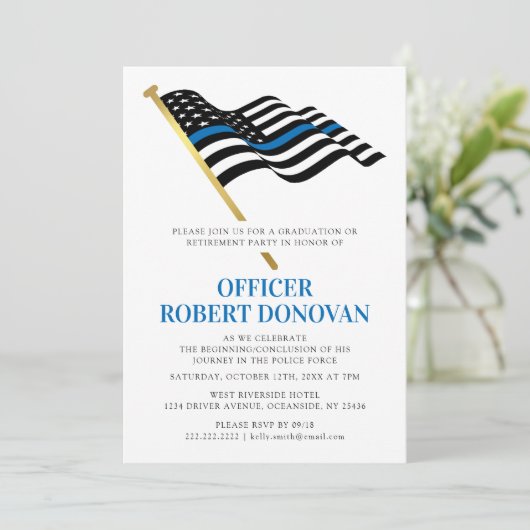 Polizeiliche Durchsetzung der Thin Blue Line Einladung (Stehend Vorderseite)