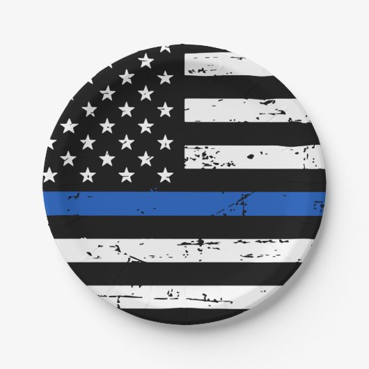 Polizeiliche Durchsetzung des Party Thin Blue Line Pappteller (Vorderseite)