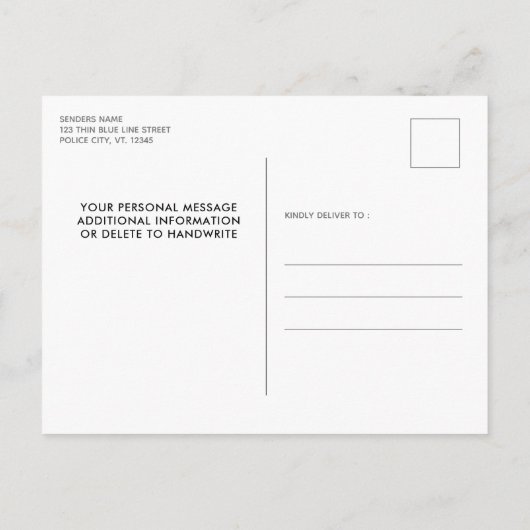Polizeiliche Durchsetzung des Thin Blue Line-Absch Einladungspostkarte (Rückseite)