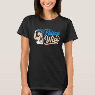 Polizeiliche Ehefrau Leben Mädchen Polizist Blaue T-Shirt