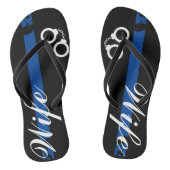 Polizeiliche Ehefrau Thin Blue Line Flip Flops Badesandalen (Fußbett)