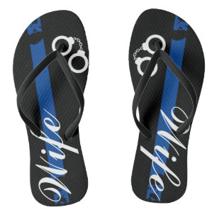 Polizeiliche Ehefrau Thin Blue Line Flip Flops Badesandalen
