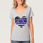 Polizeiliche Ehefrau Thin Blue Line Herz Frauen T  T-Shirt (Vorderseite)