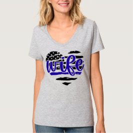 Polizeiliche Ehefrau Thin Blue Line Herz Frauen T  T-Shirt