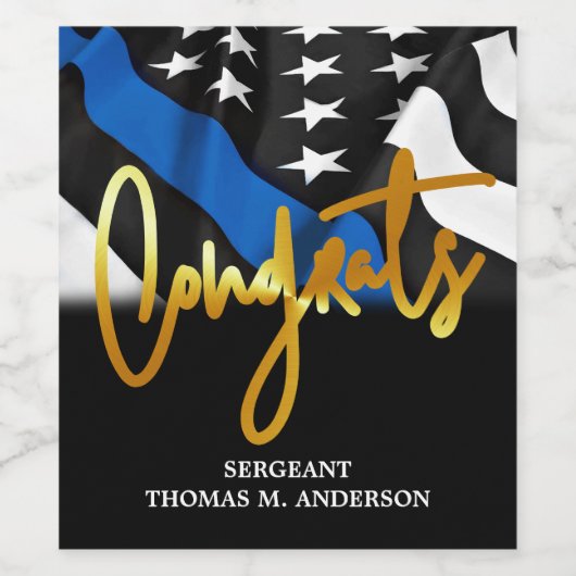 Polizeiliche Eingliederung - Gratulation Think Blu Weinetikett (Einzelnes Label)