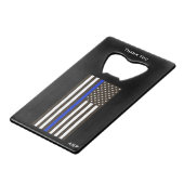 *~* Polizeiliche Flagge mit weißer und schwarzer T Geldbeutel Flaschenöffner (Vorderseite Schrägansicht)