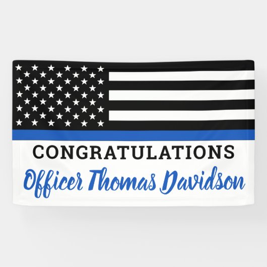 Polizeiliche Glückwünsche Abschluss Thin Blue Line Banner (Horizontal)