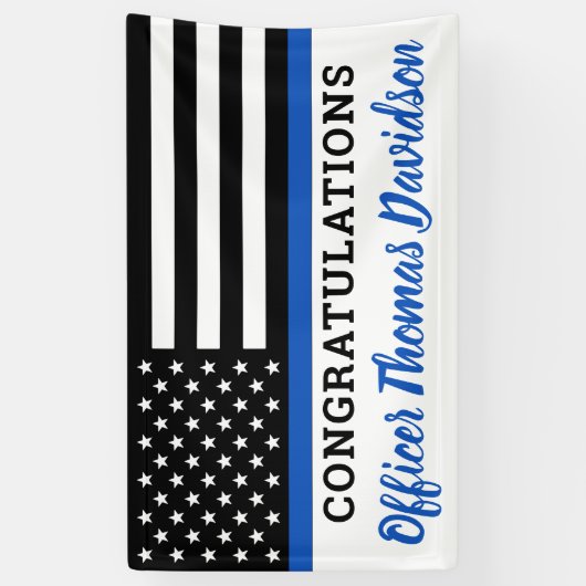 Polizeiliche Glückwünsche Abschluss Thin Blue Line Banner (Vertikal)