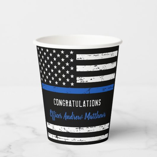 Polizeiliche Glückwünsche Thin Blue Line Party Pappbecher (Vorderseite)