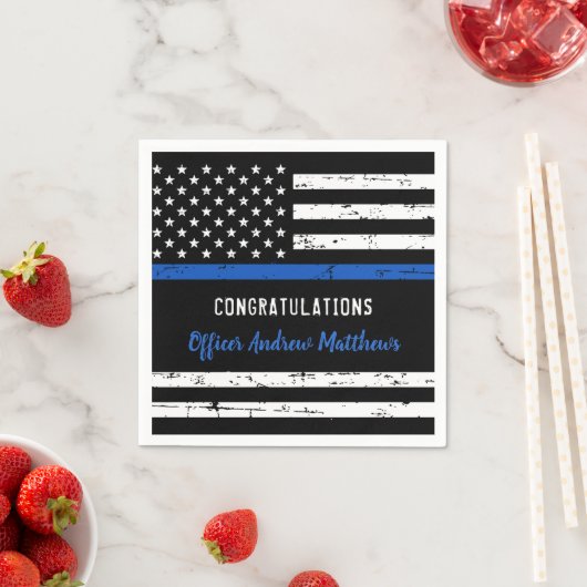 Polizeiliche Glückwünsche Thin Blue Line Party Serviette (Beispiel)