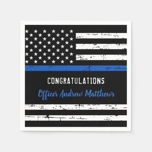 Polizeiliche Glückwünsche Thin Blue Line Party Serviette (Vorderseite)