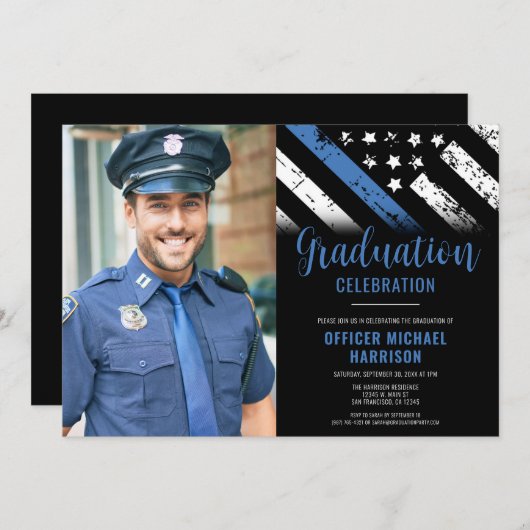 Polizeiliche Graduierung - Foto zur Strafverfolgun Einladung (Vorne/Hinten)