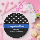 Polizeiliche Graduierung Partei Blue Line Herzlich Pappteller (Party)