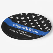 Polizeiliche Graduierung Partei Blue Line Herzlich Pappteller (Schrägansicht)