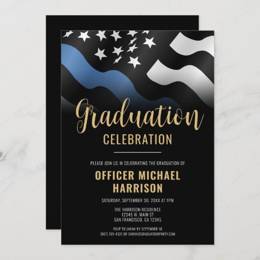 Polizeiliche Graduierung Partei Strafverfolgung Bl Einladung (Vorne/Hinten)