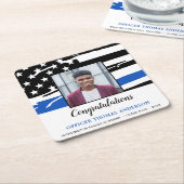 Polizeiliche Graduierung Party Foto Thin Blue Line Rechteckiger Pappuntersetzer (angewinkelt)